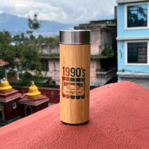 Bamboo Bottle 400 ml with Retro Print/Design